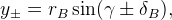 y_{\pm}=r_{B}\sin(\gamma\pm\delta_{B}),